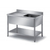 Stainless Steel Table 1 Bowl Sink With Under Shelf And Backsplash – 1200x700x900+100 mm