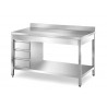Stainless Steel Tables On Legs With Side Set Of 3 Drawers Unit With Backsplash – 1200x700x900 mm
